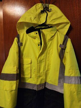 Men's 2XL Klein Tools #60501 Yellow/Black High-Visibility Winter Bomber Jacket